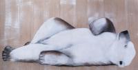 SLEEPING BEAR   Peinture animalière, art animalier, peintre tableau animal, cheval, ours, élephant, chien sur toile et décoration par Thierry Bisch 